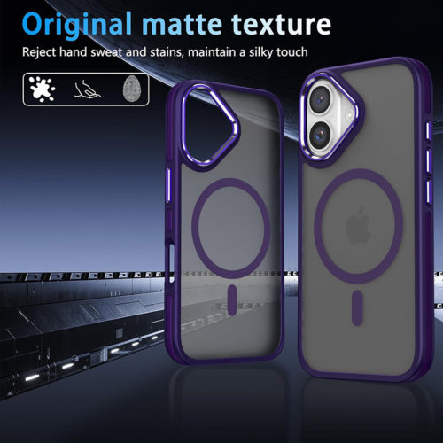 Луксозен магнитен калъф за iPhone 17 лилав матов