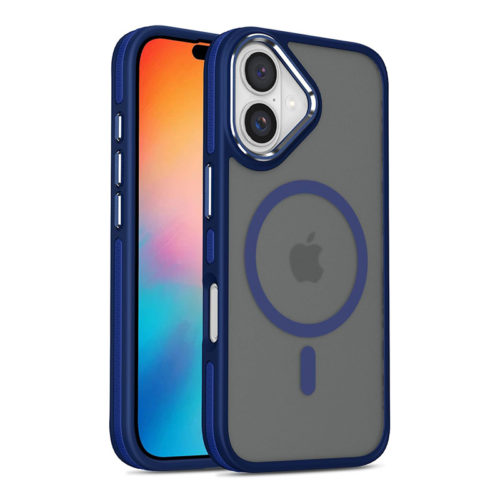 Луксозен магнитен калъф за iPhone 17 син