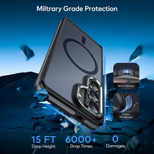 Луксозен магнитен калъф за Samsung Galaxy S26 черен удароустойчив