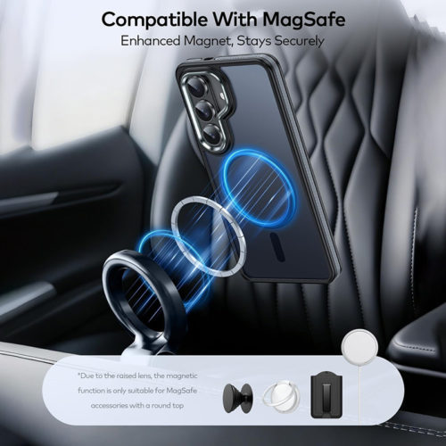 Луксозен магнитен калъф за Samsung Galaxy S26 черен закрепване