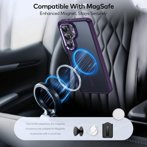 Луксозен магнитен калъф за Samsung Galaxy S26 лилав закрепване