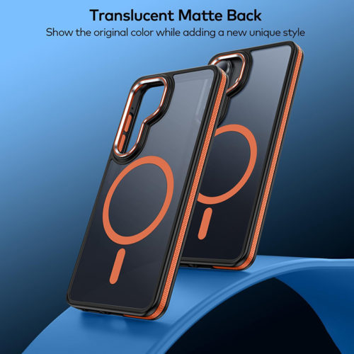 Луксозен магнитен калъф за Samsung Galaxy S26 оранжев матов