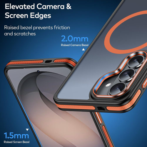 Луксозен магнитен калъф за Samsung Galaxy S26 оранжев тънък