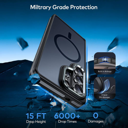 Луксозен магнитен калъф за Samsung Galaxy S26 Ultra черен удароустойчив