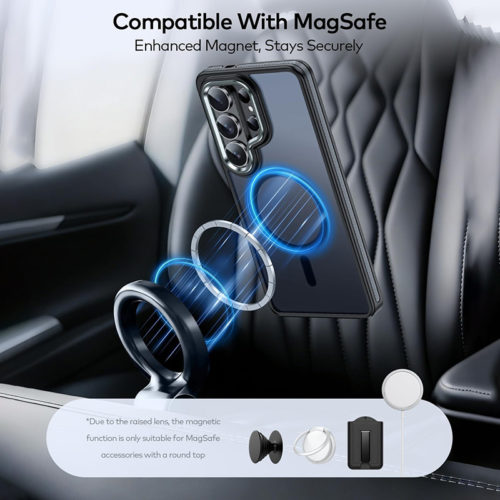 Луксозен магнитен калъф за Samsung Galaxy S26 Ultra черен закрепване