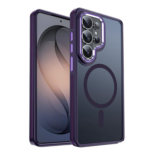 Луксозен магнитен калъф за Samsung Galaxy S26 Ultra лилав