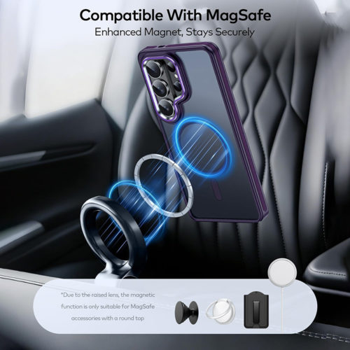 Луксозен магнитен калъф за Samsung Galaxy S26 Ultra лилав закрепване