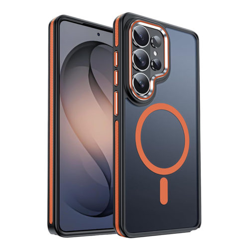 Луксозен магнитен калъф за Samsung Galaxy S26 Ultra оранжев