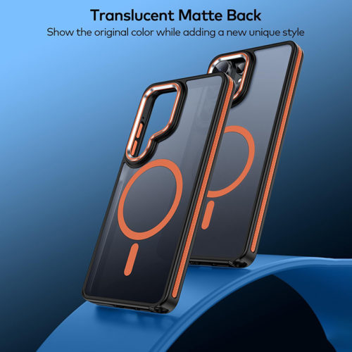 Луксозен магнитен калъф за Samsung Galaxy S26 Ultra оранжев матов