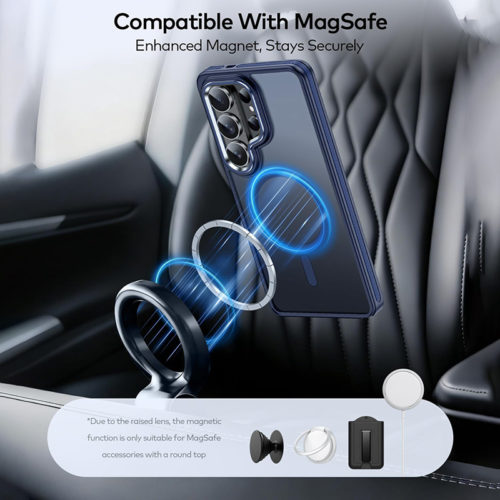 Луксозен магнитен калъф за Samsung Galaxy S26 Ultra син закрепване