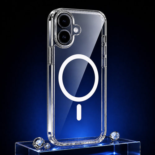 Прозрачен твърд калъф за iPhone 16 бял