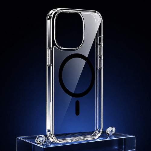 Прозрачен твърд калъф за iPhone черен