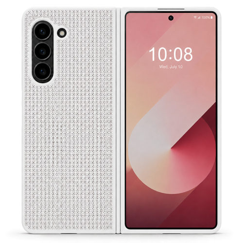 Калъф с камъни за Samsung Z Fold 6 бял