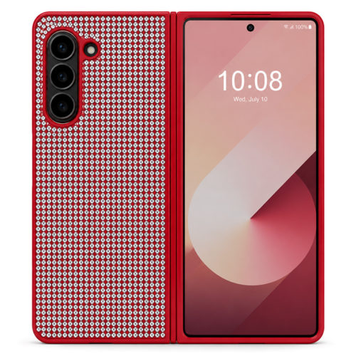 Калъф с камъни за Samsung Z Fold 6 червен