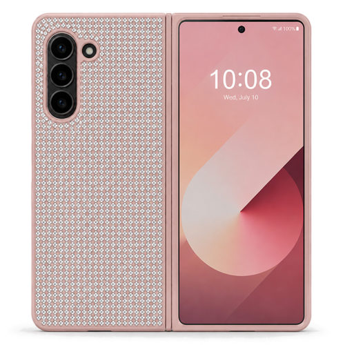Калъф с камъни за Samsung Z Fold 6 розов