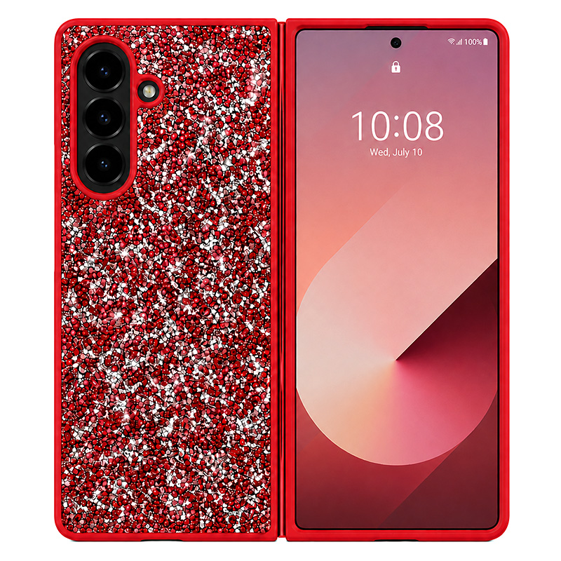 Калъф с кристали за Samsung Z Fold 6 червен