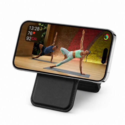 Магнитен портфейл със стойка за телефон черен хоризонтална
