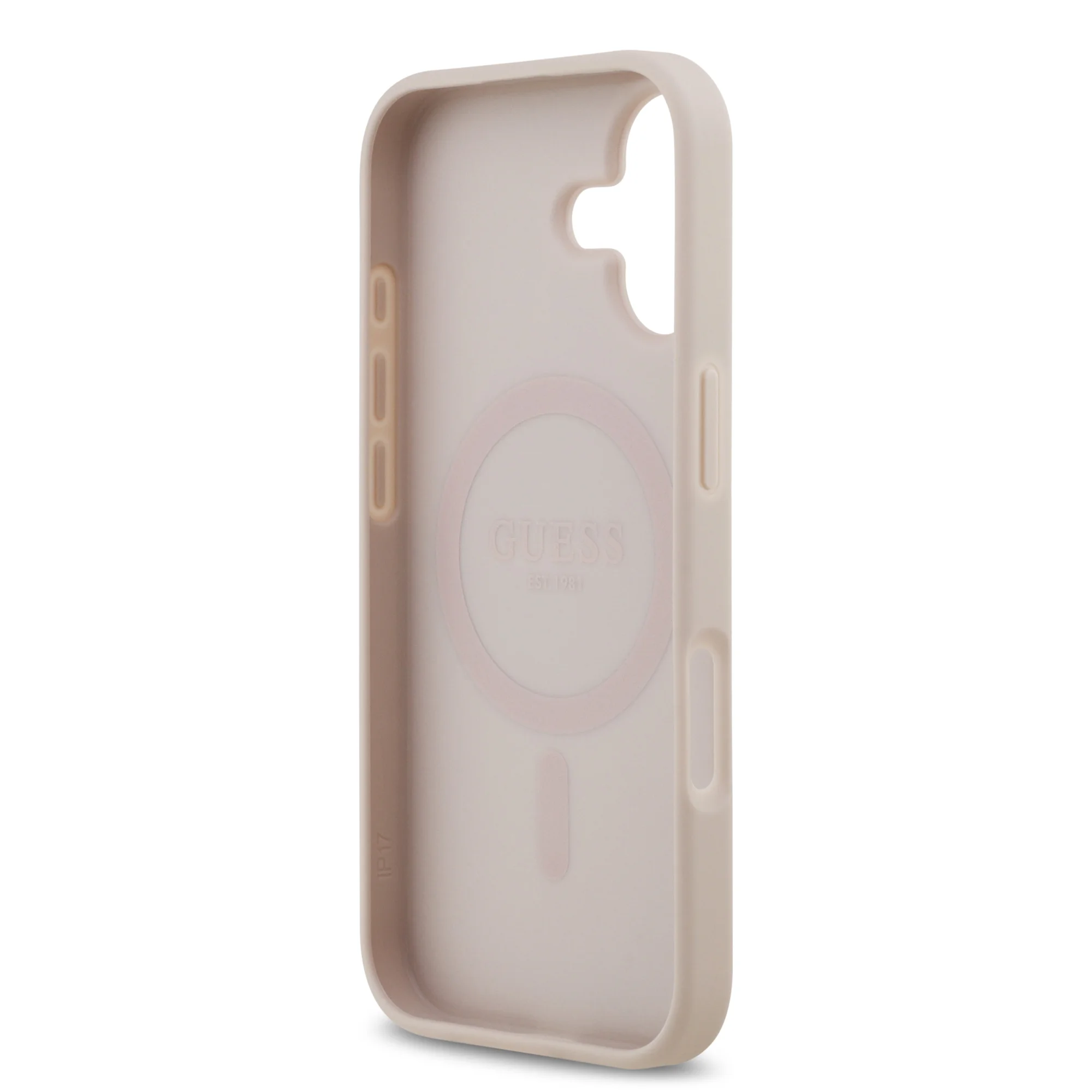0041 GUESS HC MAGSAFE PU 4G CIRCLE W/ CLASSIC LOGO PINK IP17