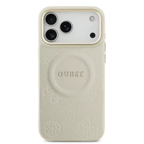 0182 GUESS HC MAGSAFE PU W/ PEONY HOT STAMP BEIGE IP17 PRO MAX