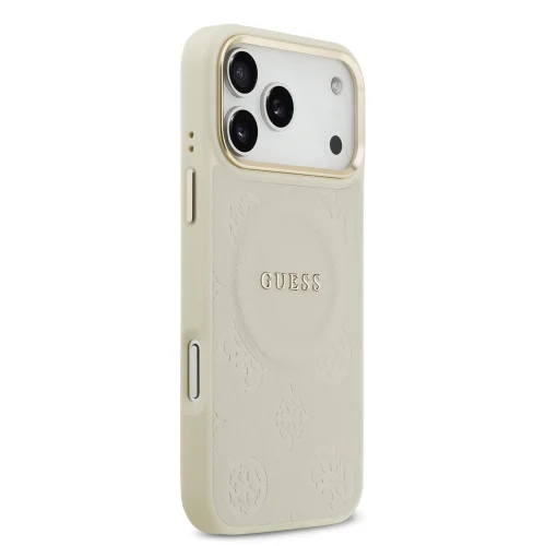 0182 GUESS HC MAGSAFE PU W/ PEONY HOT STAMP BEIGE IP17 PRO MAX