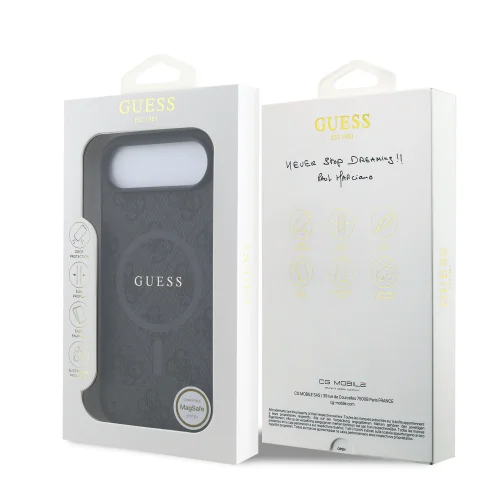 0973 GUESS HC MAGSAFE PU 4G RING CLASSIC LOGO BLACK IP17 AIR