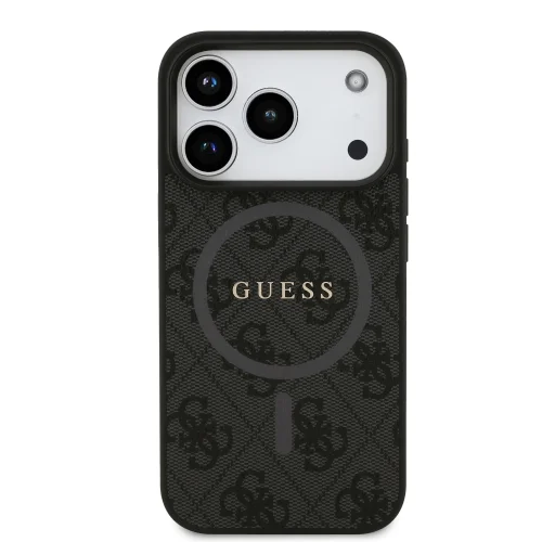 0980 GUESS HC MAGSAFE PU 4G RING CLASSIC LOGO BLACK IP17 PRO