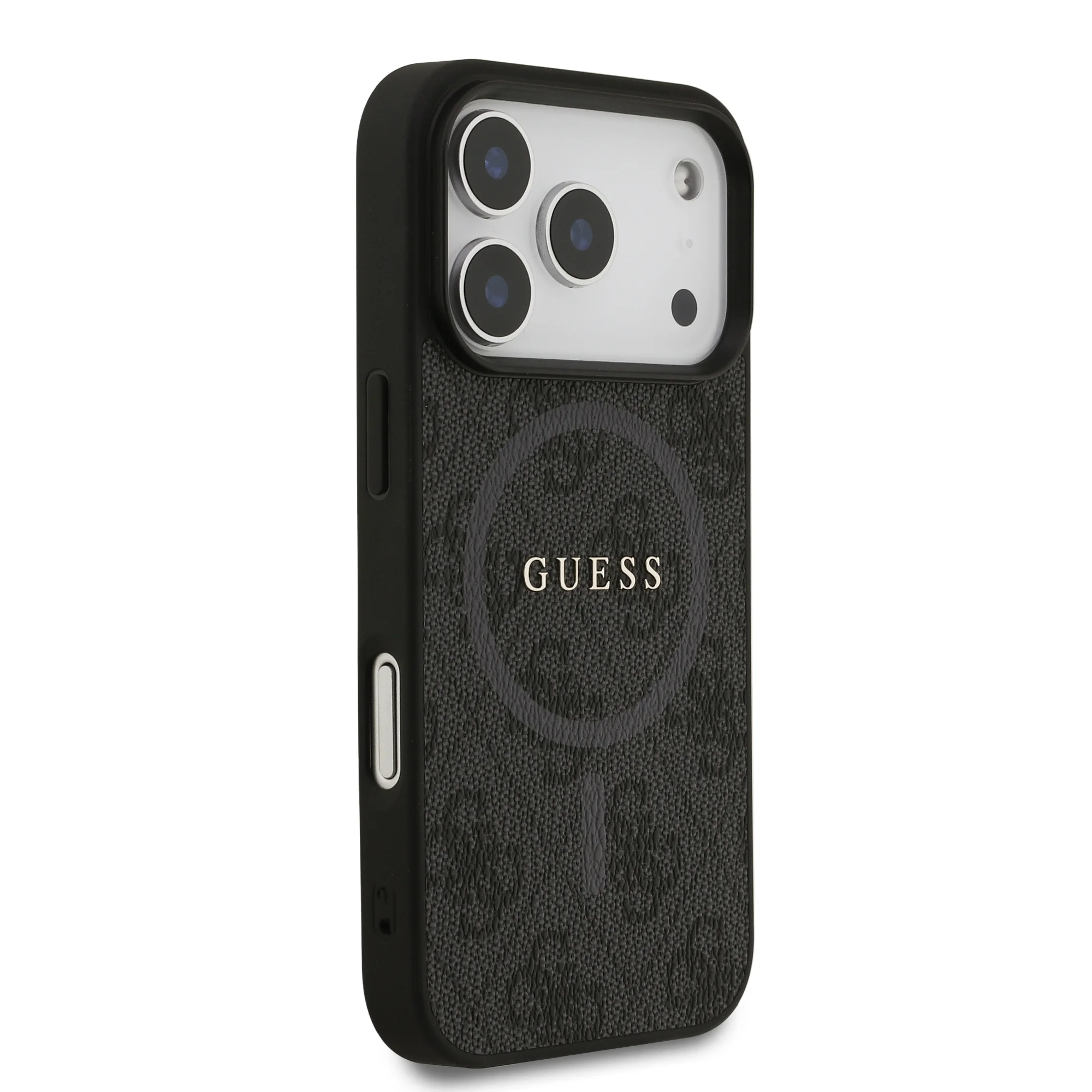 0980 GUESS HC MAGSAFE PU 4G RING CLASSIC LOGO BLACK IP17 PRO