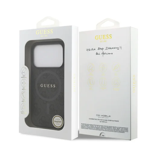 0980 GUESS HC MAGSAFE PU 4G RING CLASSIC LOGO BLACK IP17 PRO