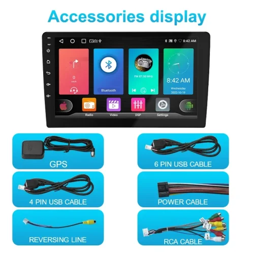 10S-8227 10″ Автомобилен мултимедиен плейър ANDROID 1 DIN 10S-8227, 4GB + 64GB, IPS, Wireless CarPlay, Android Auto, AHD камера, WiFi, GPS