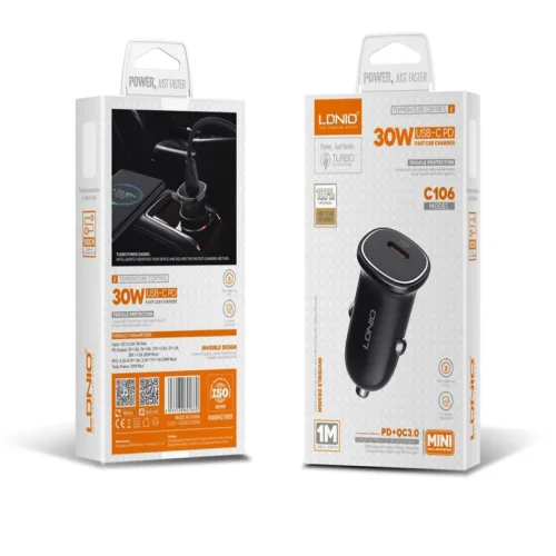 12V 2в1 C106 30W LDNIO Fast с 1изх. USB-C – Type-C към Type-C