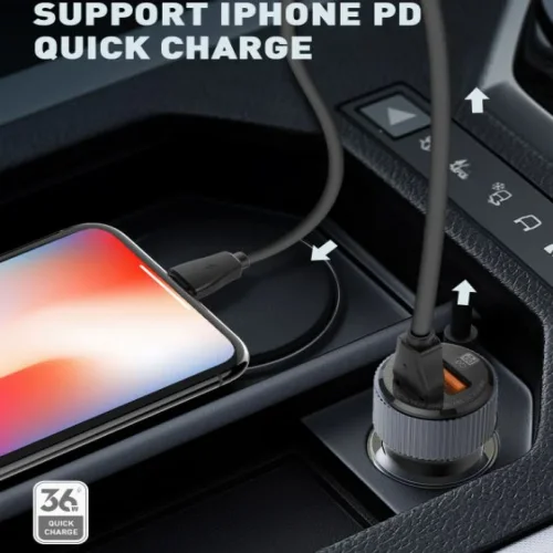12V 2в1 C510Q 3.0 LDNIO Fast с 2 изхода USB-C + USB 36W – Type-C към Lightning