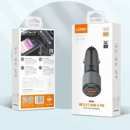 12V 2в1 C510Q 3.0 LDNIO Fast с 2 изхода USB-C + USB 36W – Type-C към Lightning