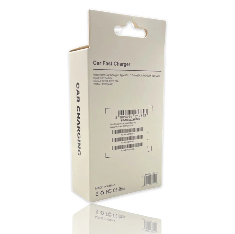 12V Адаптер за кола 25W бързо зареждане USB – Бял