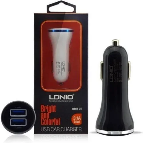 12V Зарядно 3.1A LDNIO DL-C23 2 Port USB към Lightning – Бял