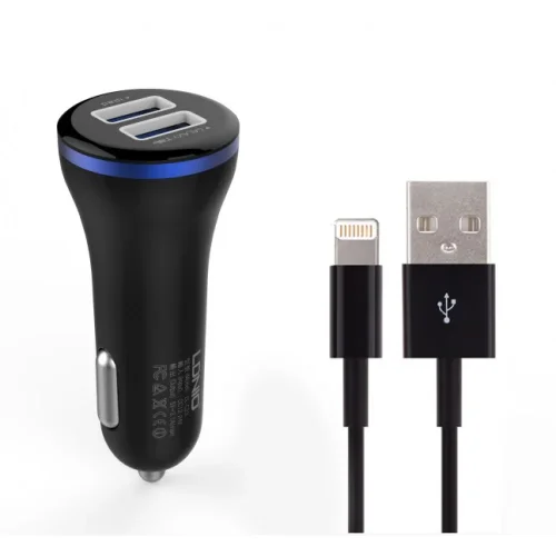 12V Зарядно 3.1A LDNIO DL-C23 2 Port USB към Lightning – Бял