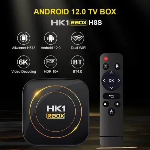 2024 HK1 RBOX H8S TV 4K HDR ULTRA HD android 13.0 TV Stick 4GB + 32GB 2.4/5G Wifi 100M-LAN порт Netflix Youtube Media Player