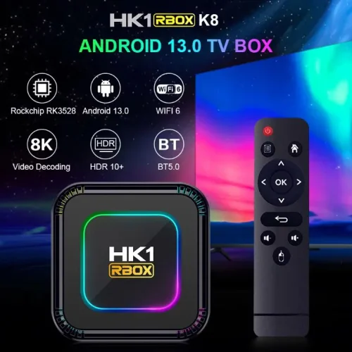 2024 HK1 RBOX K8 RGB TV 4K HDR ULTRA HD android 13.0 TV Stick 4GB + 64GB 2.4/5G Wifi 100M-LAN порт Netflix Youtube Media Player