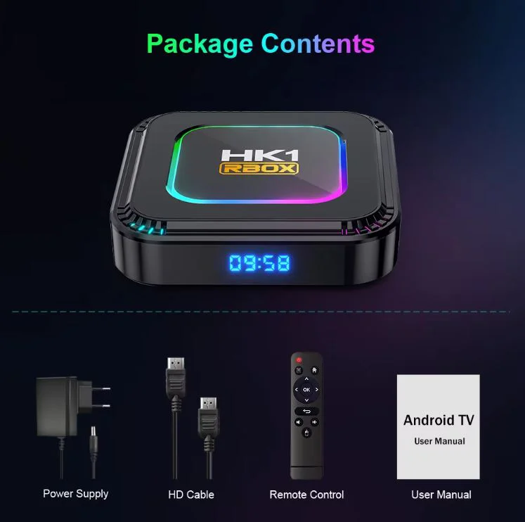 2025 HK1 RBOX K8S RGB TV 4K HDR ULTRA HD android 13.0 TV Stick 4GB + 64GB 2.4/5G Wifi 100M-LAN порт Netflix Youtube Media Player