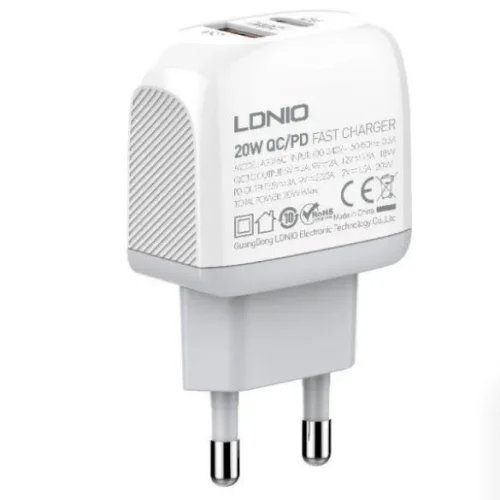 20W LDNIO A2316C С 2 изх. USB + USB-C с кабел USB-C към Lightning