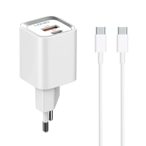 20W LDNIO A2318C С 2 изх. USB + USB-C с кабел USB-C към USB-C компактно