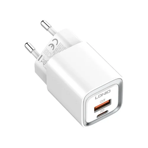 20W LDNIO A2318C С 2 изх. USB + USB-C с кабел USB към USB-C компактно