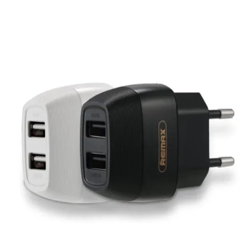 220V Адаптер REMAX 2 USB за телефони с 2 изхода – Черен