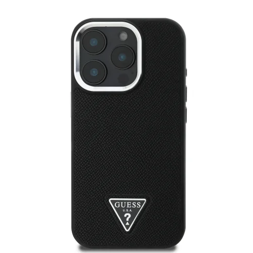 2320 GUESS HC MAGSAFE GRAINED PU TRIANGLE LOGO BLACK IP16 PRO