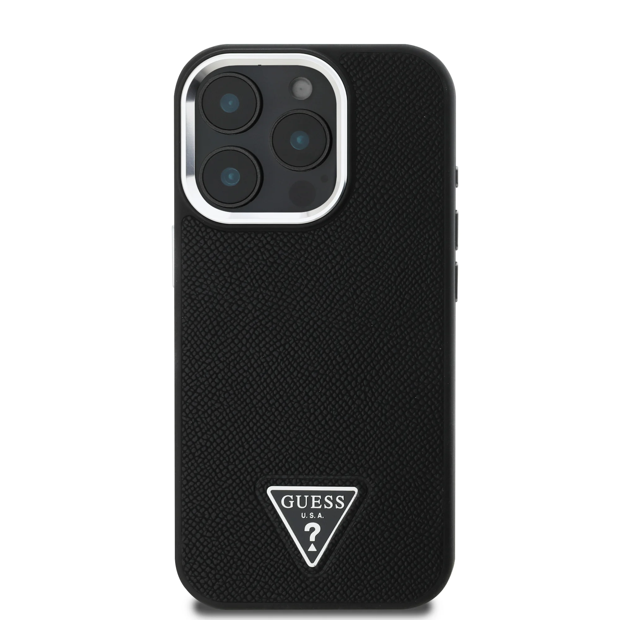 2320 GUESS HC MAGSAFE GRAINED PU TRIANGLE LOGO BLACK IP16 PRO