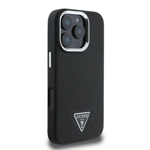 2320 GUESS HC MAGSAFE GRAINED PU TRIANGLE LOGO BLACK IP16 PRO
