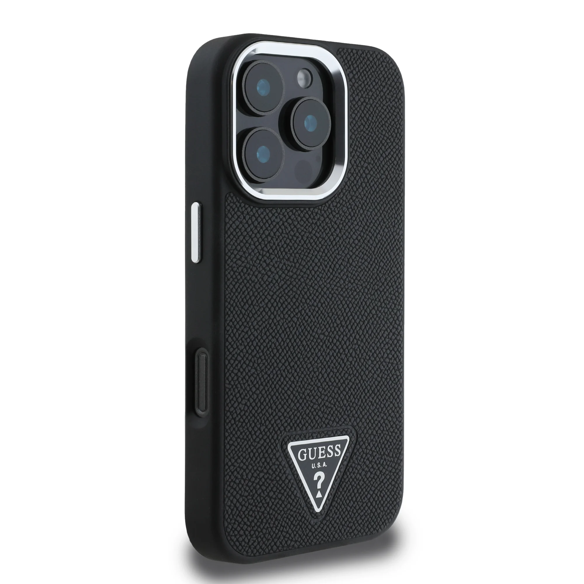 2320 GUESS HC MAGSAFE GRAINED PU TRIANGLE LOGO BLACK IP16 PRO