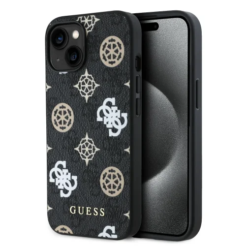 2870 GUESS HC MAGSAFE PU PEONY ON 4G BACKGROUND BLACK IP15