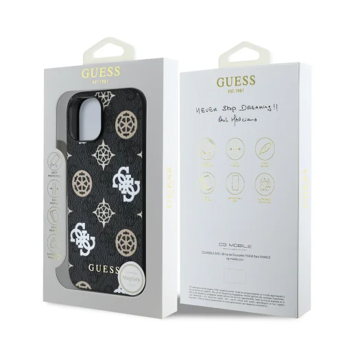 2870 GUESS HC MAGSAFE PU PEONY ON 4G BACKGROUND BLACK IP15