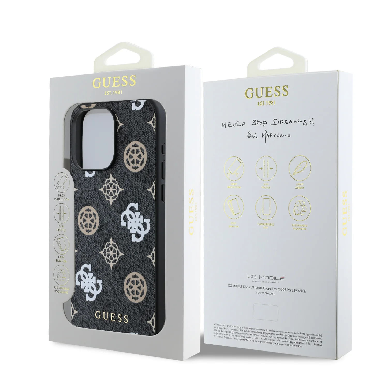 2887 GUESS HC MAGSAFE PU PEONY ON 4G BACKGROUND BLACK IP15 PRO