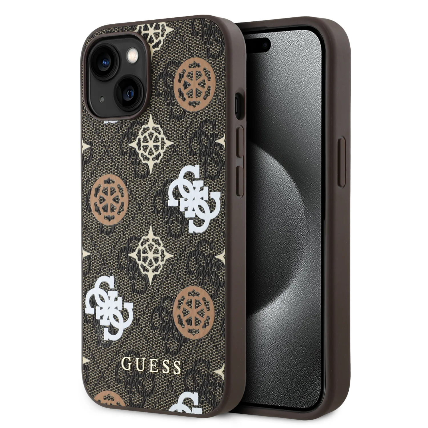 3020 GUESS HC MAGSAFE PU PEONY ON 4G BACKGROUND BROWN IP15